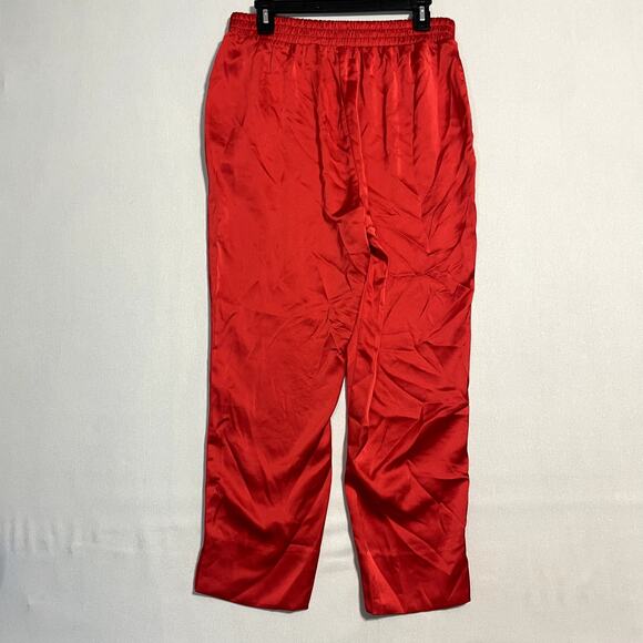 Gretchen Scott Women's Wide Leg Silk Satin Pull-On Pants Red- Size M - Picture 3 of 9